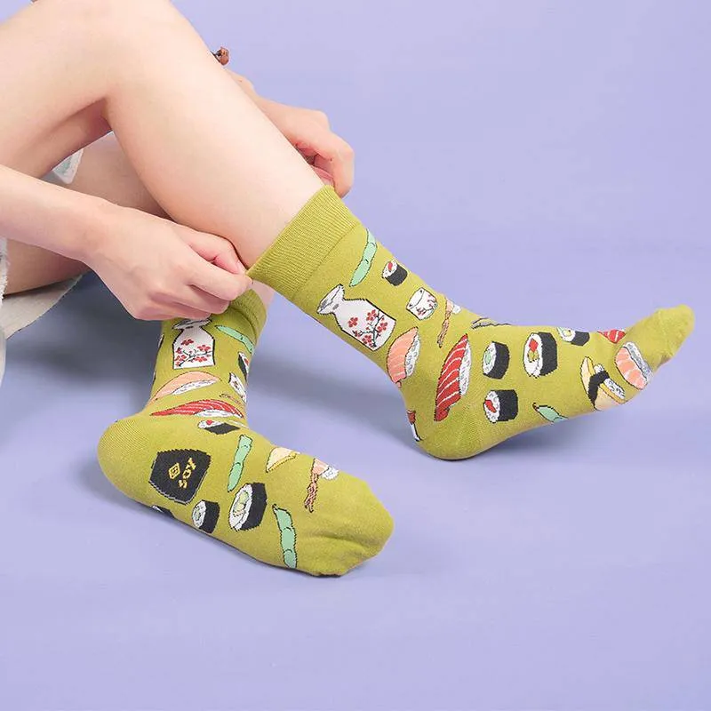 Fashion Food Pattern Middle Tube Socks