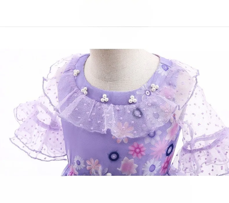 Flower Purple Princess Dress for 3-10 Year-Old Girls