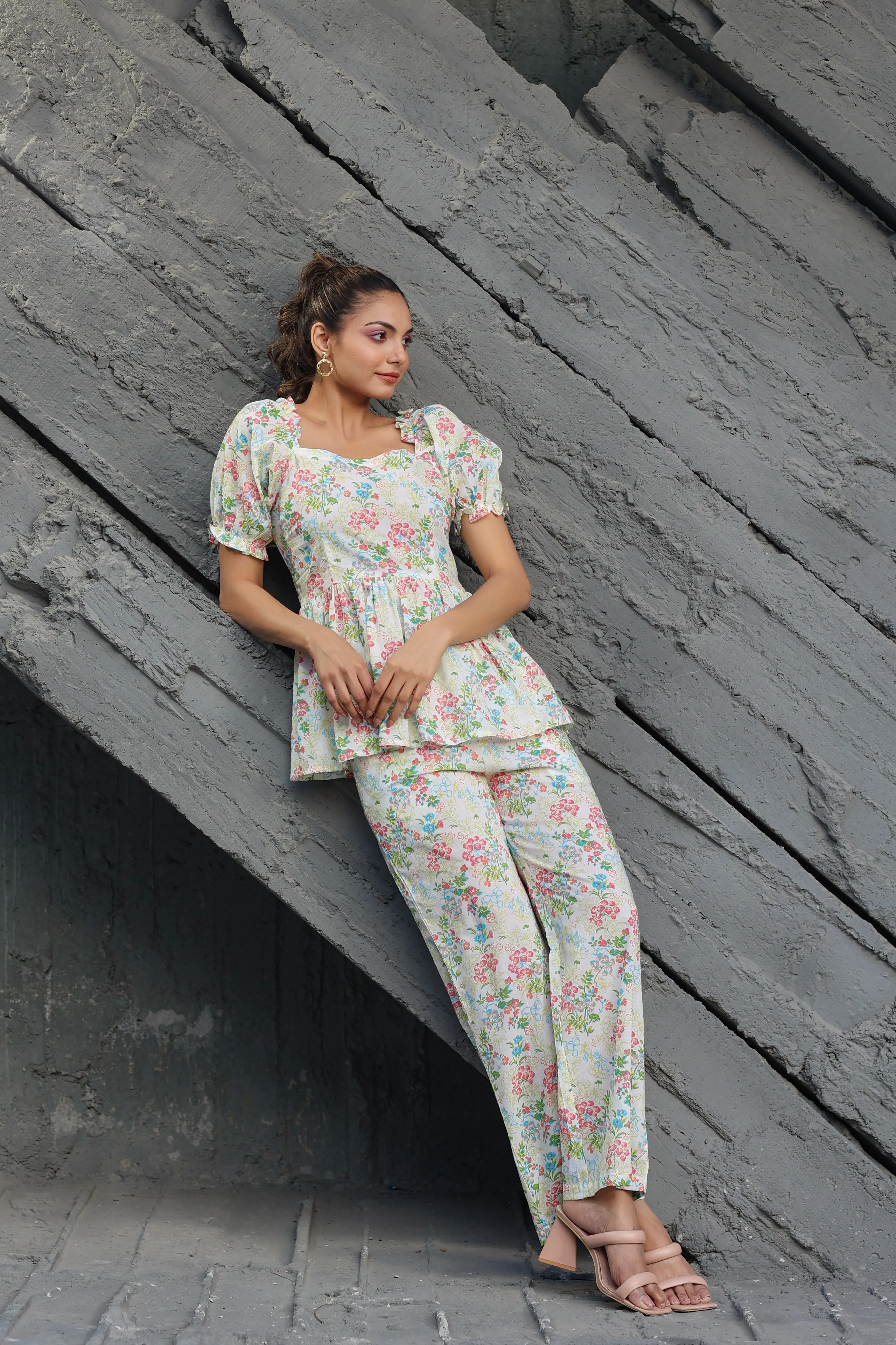 Gardenia on Smoked Cotton Co ord Set