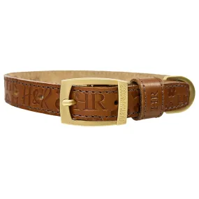 H&R Embossed Dog Collar in Saddle Brown