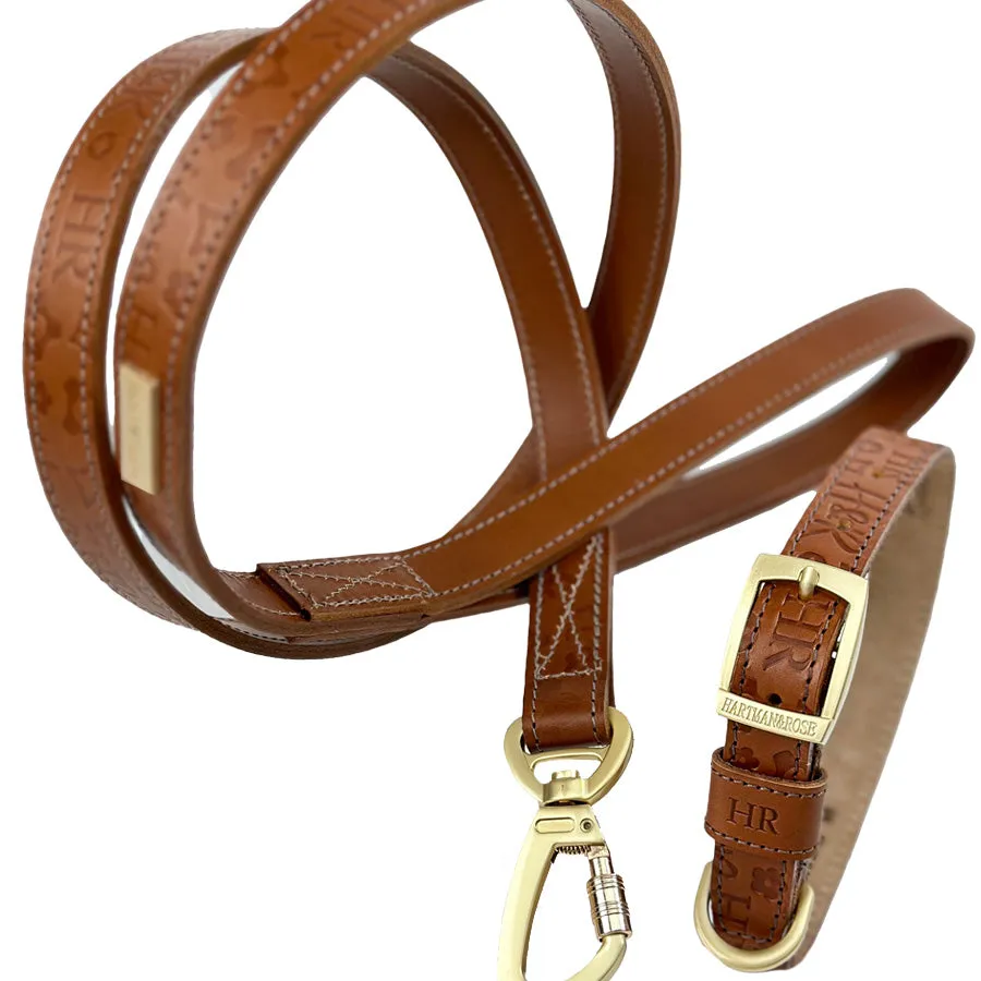 H&R Embossed Dog Collar in Saddle Brown