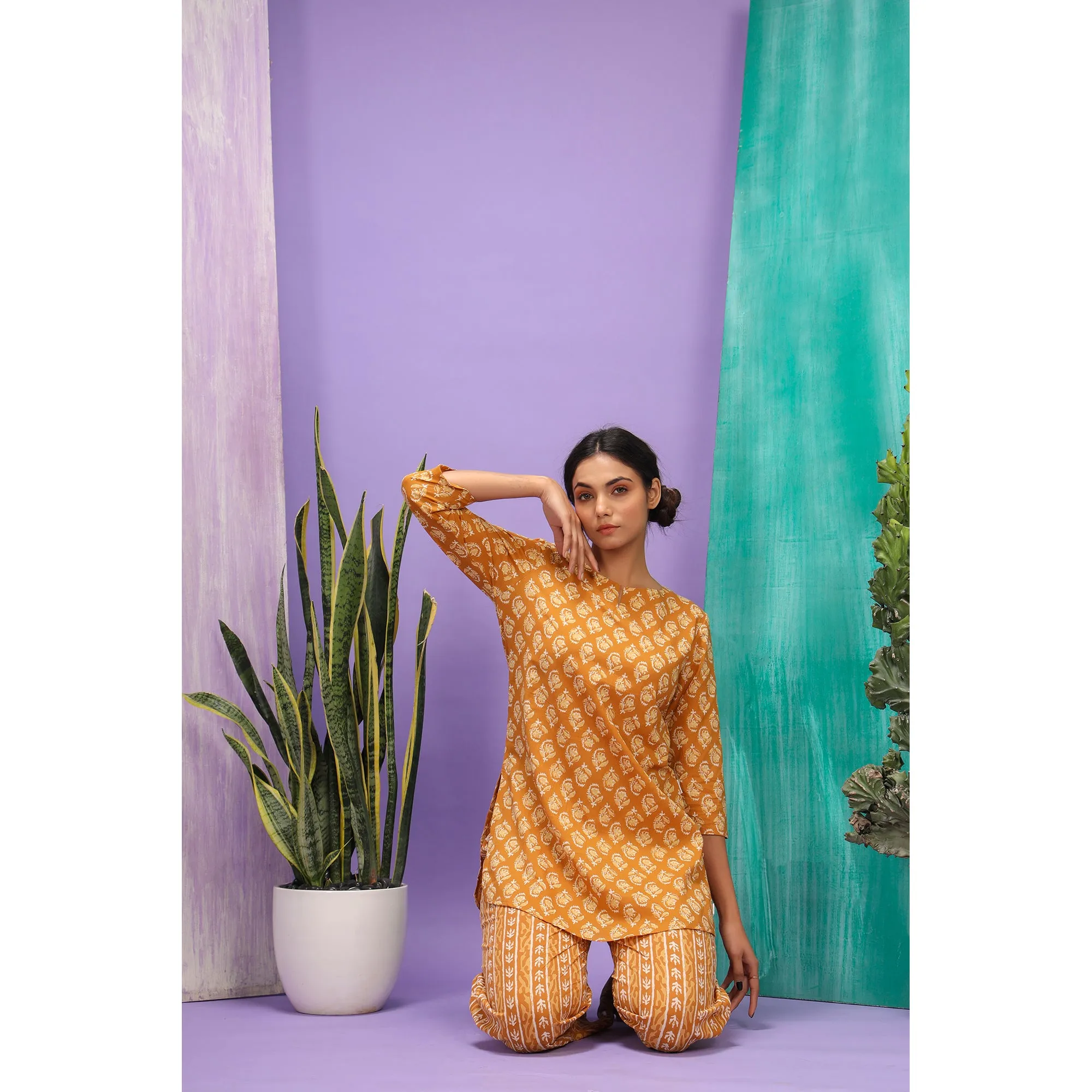 Jasmines on Mustard Loungewear