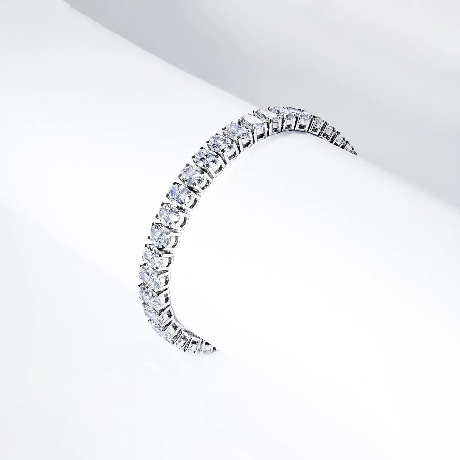 Jessie 21 Carat Oval Cut Single Row Lab Grown Diamond Tennis Bracelet in 14k White Gold