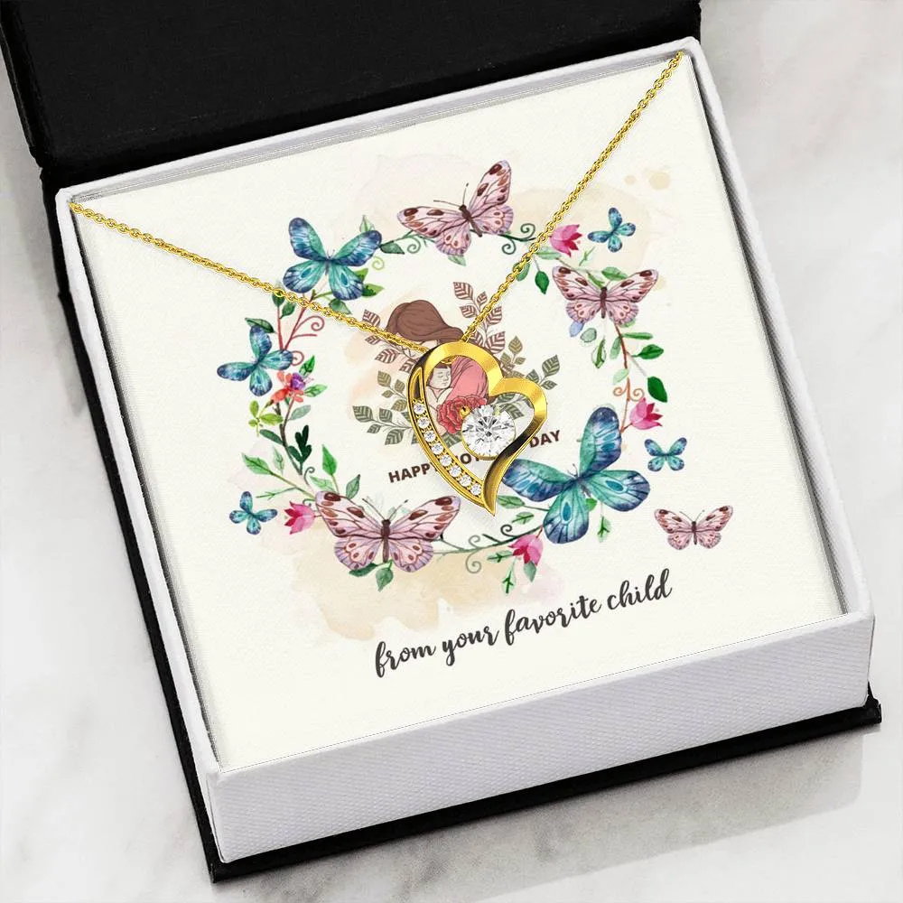 Love Forever Heart Necklace For Mom- A Gift For Mom With A Message Card Says "Happy Mother's Day"