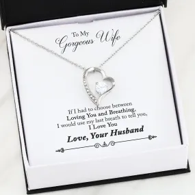 LOVE Forever Heart Necklace With Husband To Wife "Last Breath" Message card