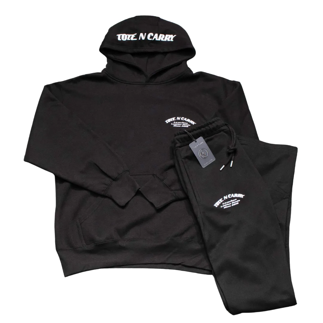 Luxurious Goods Urban Black Hoodie and Flared Sweats Set