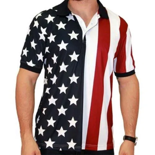 Men's Performance Golf American Flag Shirt