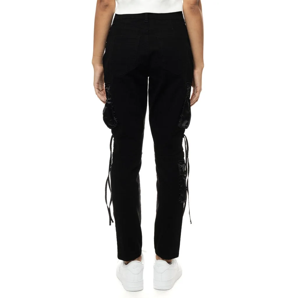 Mixed Media Utility Fashion Twill Pants - Black