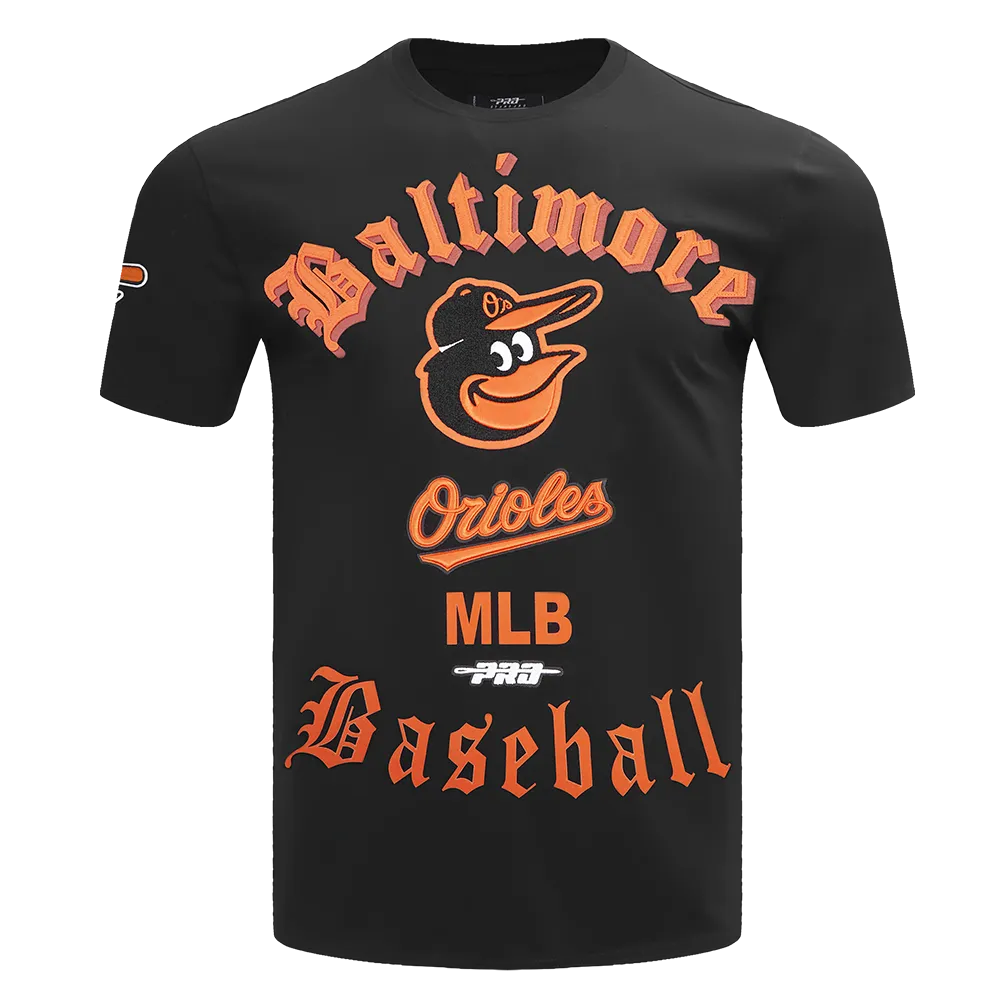 MLB BALTIMORE ORIOLES OLD ENGLISH MEN'S TOP (BLACK)