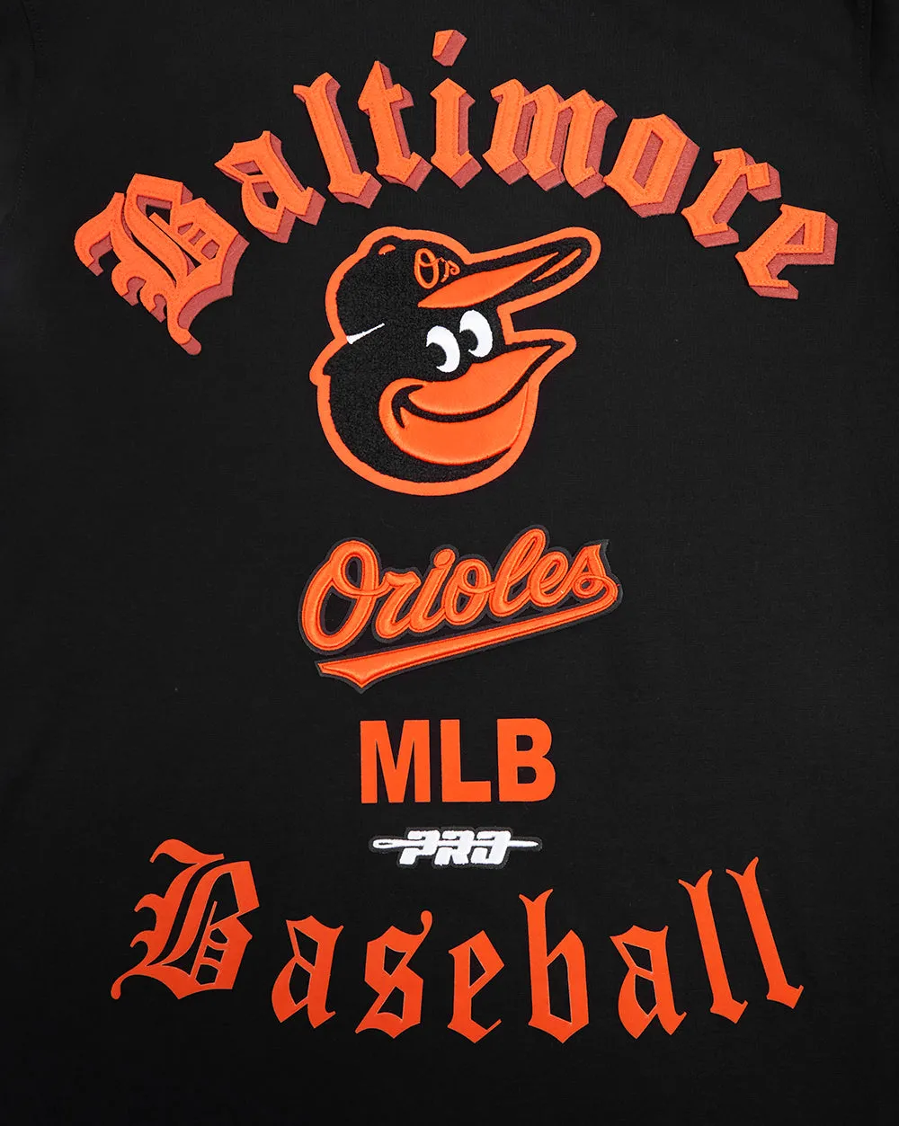 MLB BALTIMORE ORIOLES OLD ENGLISH MEN'S TOP (BLACK)