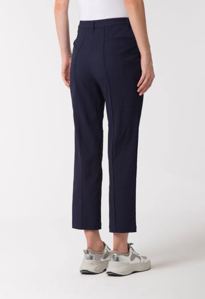 Navy Textured Trouser