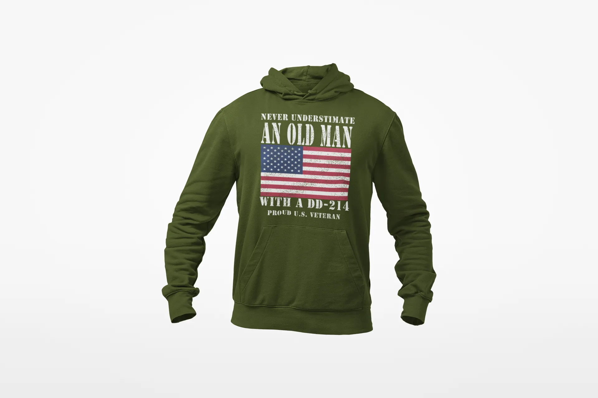 Old Man with a DD214 Veteran Hoodie