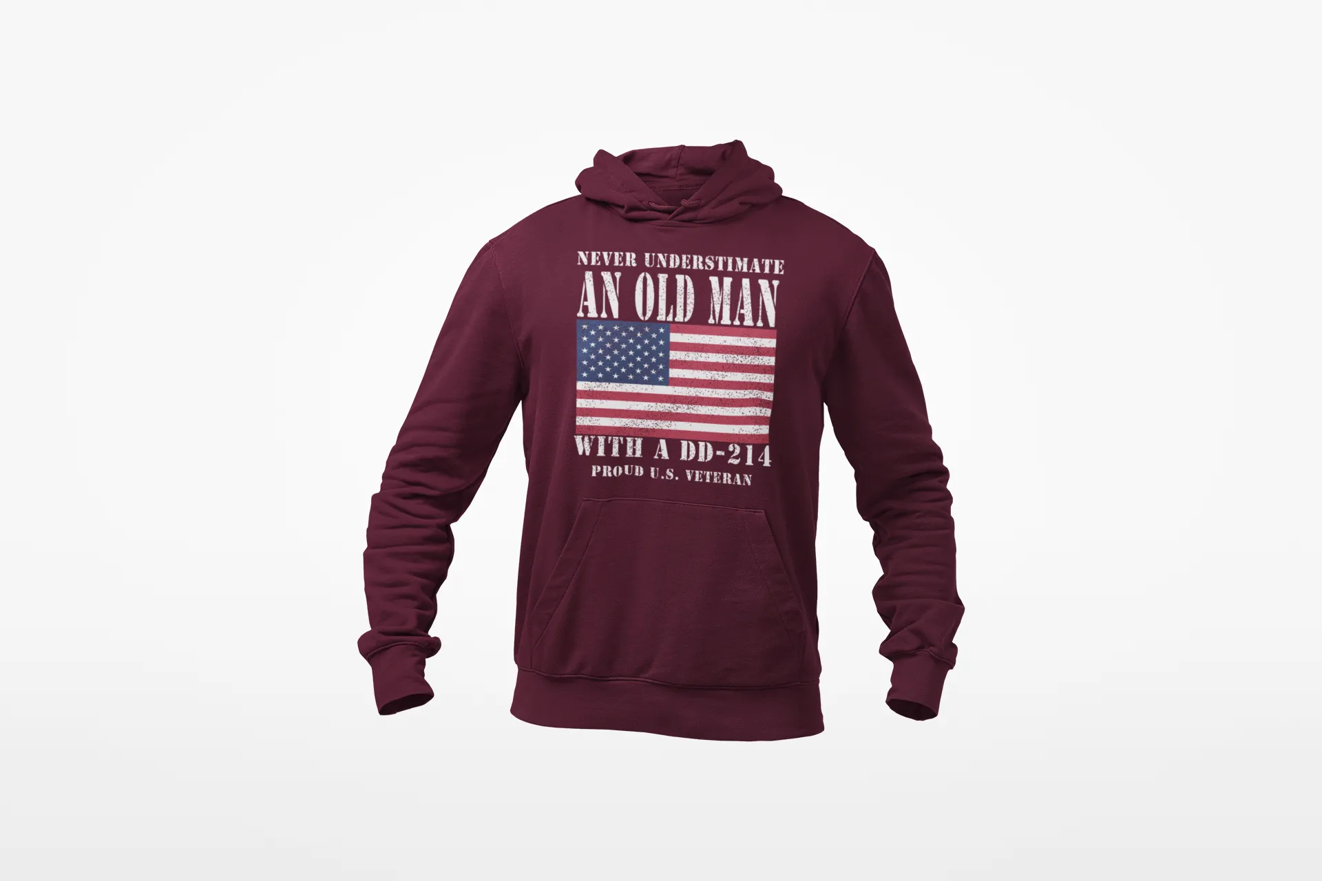 Old Man with a DD214 Veteran Hoodie