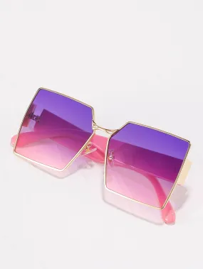 Ombre Lens Square Frame Fashion Glasses