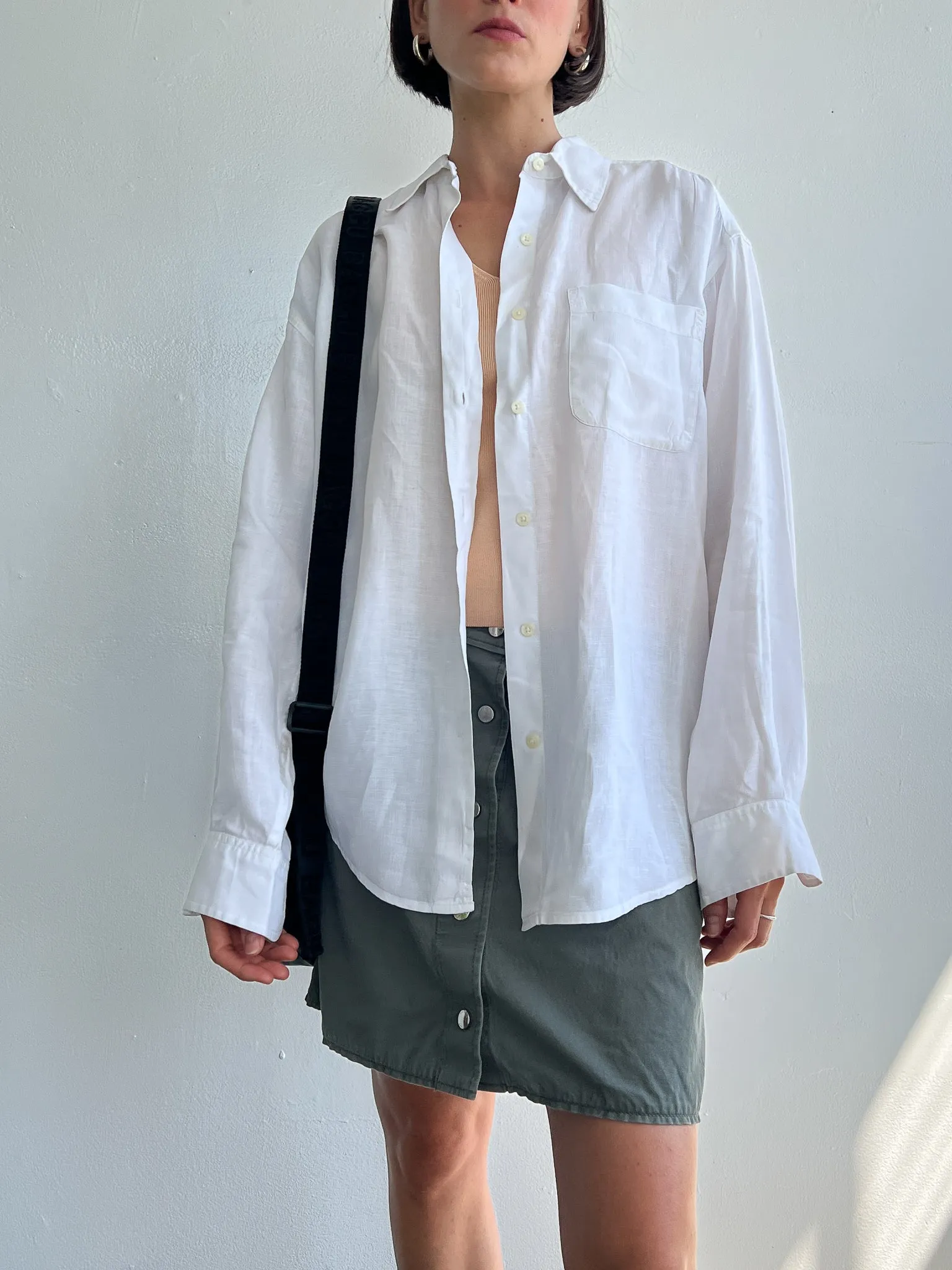 Oversized White Linen Shirt (M)