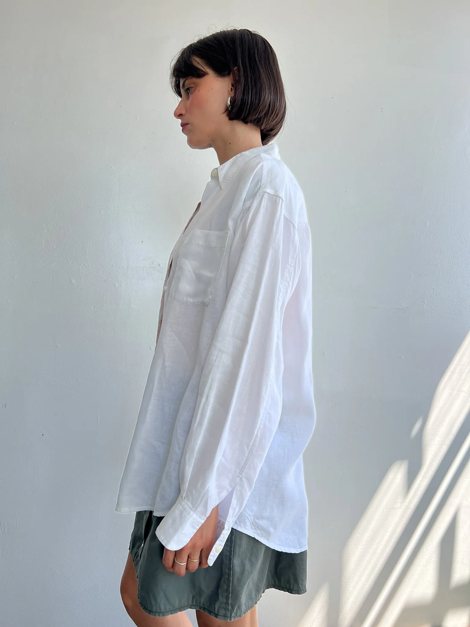 Oversized White Linen Shirt (M)