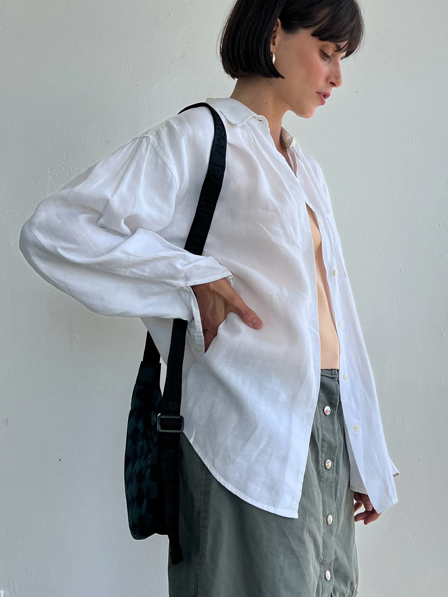 Oversized White Linen Shirt (M)