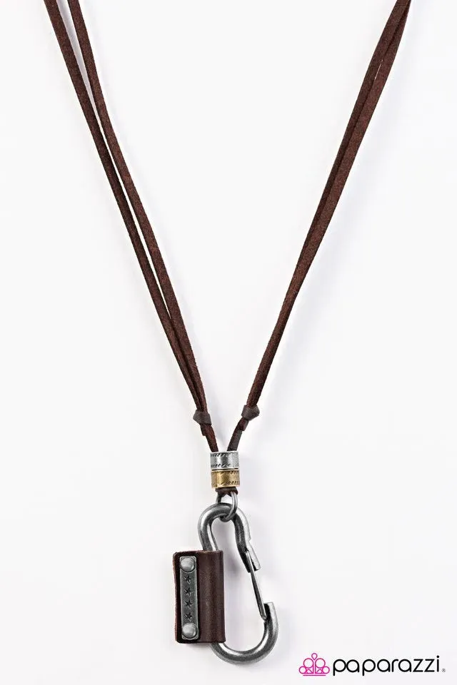 Paparazzi Accessories  - The Cadet Lanyard  - Brown Urban Necklace