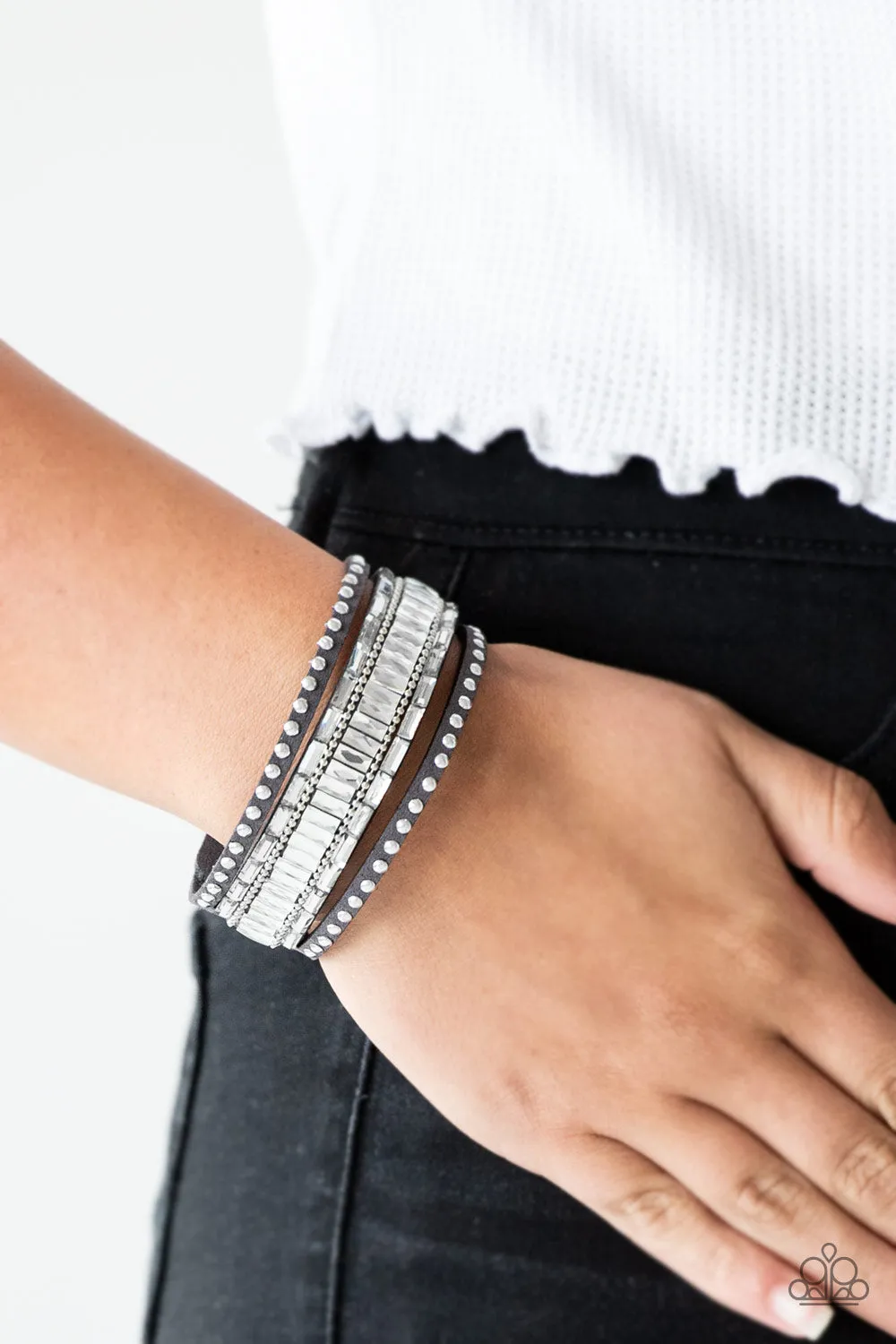 Paparazzi Bracelet ~ Rock Star Rocker - Silver Wrap Bracelet Urban