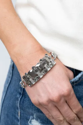 Paparazzi Bracelet ~ Urban Crest - Silver Smoky Hematite Stretchy Bracelet