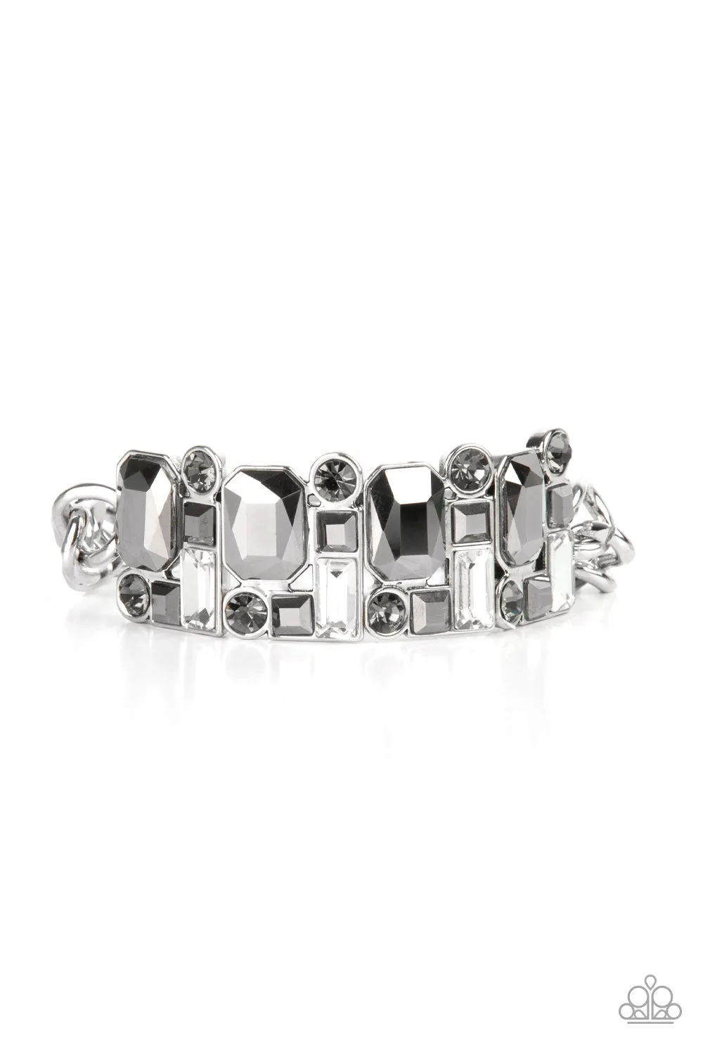 Paparazzi Bracelet ~ Urban Crest - Silver Smoky Hematite Stretchy Bracelet