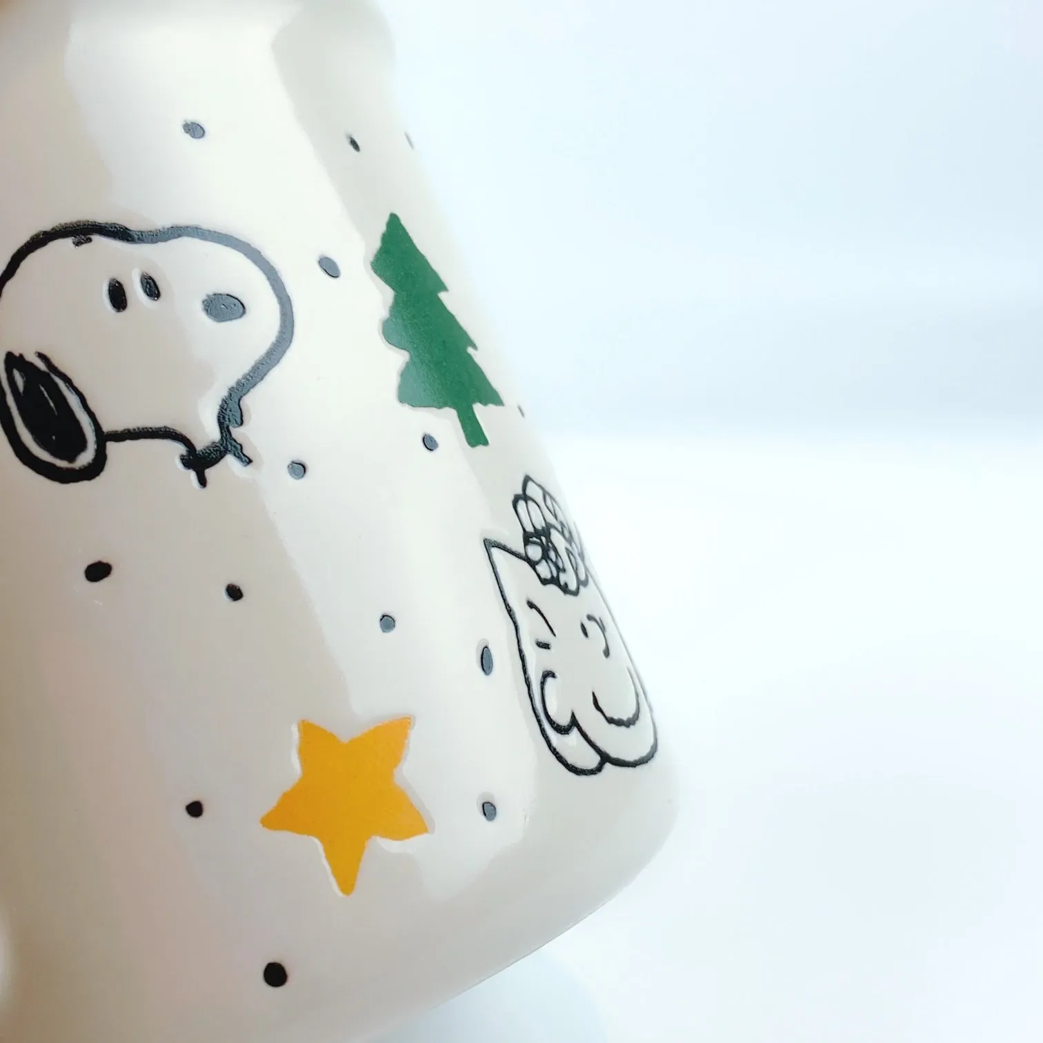 Peanuts Charlie Brown & Friends Gold Star Pine Tree Green Ceramic Mug 21 oz