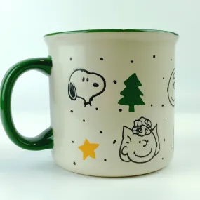 Peanuts Charlie Brown & Friends Gold Star Pine Tree Green Ceramic Mug 21 oz