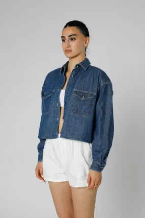 Rework Chambray Waist Crop - M