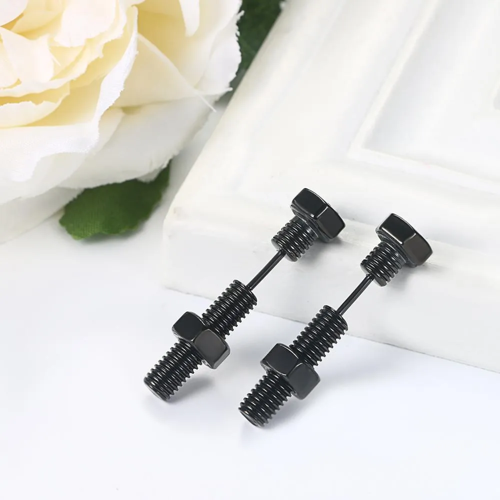 Screw Stainless Steel Fashion Punk Rock Stud Earrings