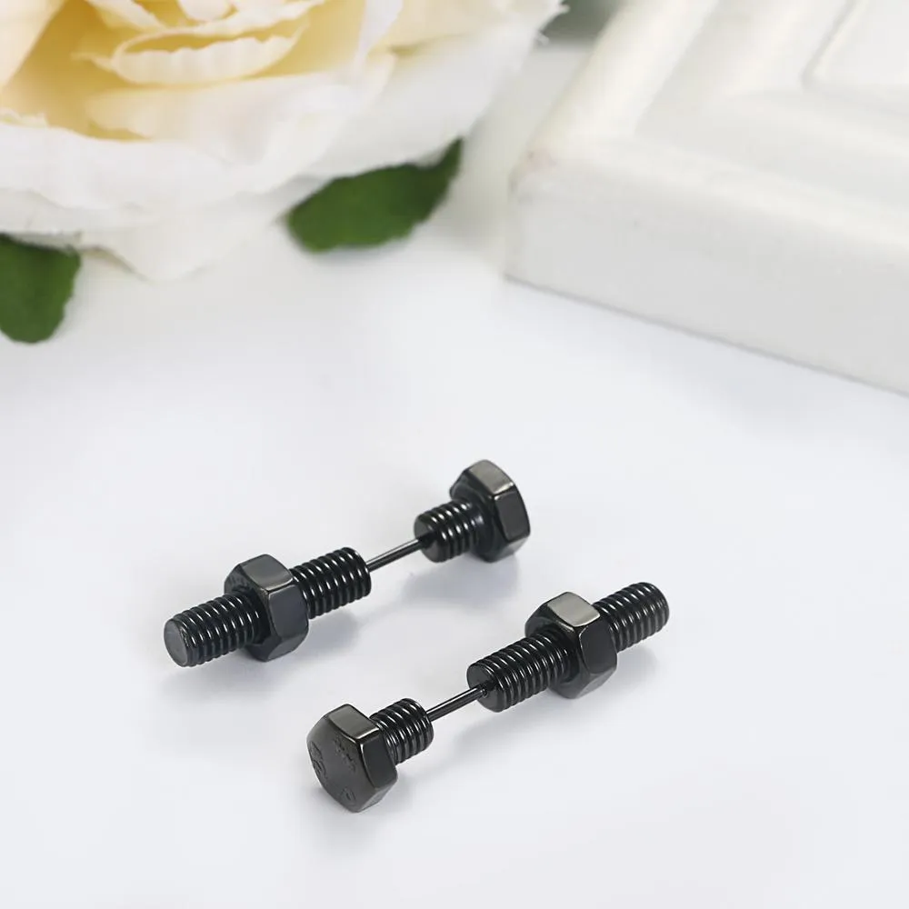 Screw Stainless Steel Fashion Punk Rock Stud Earrings