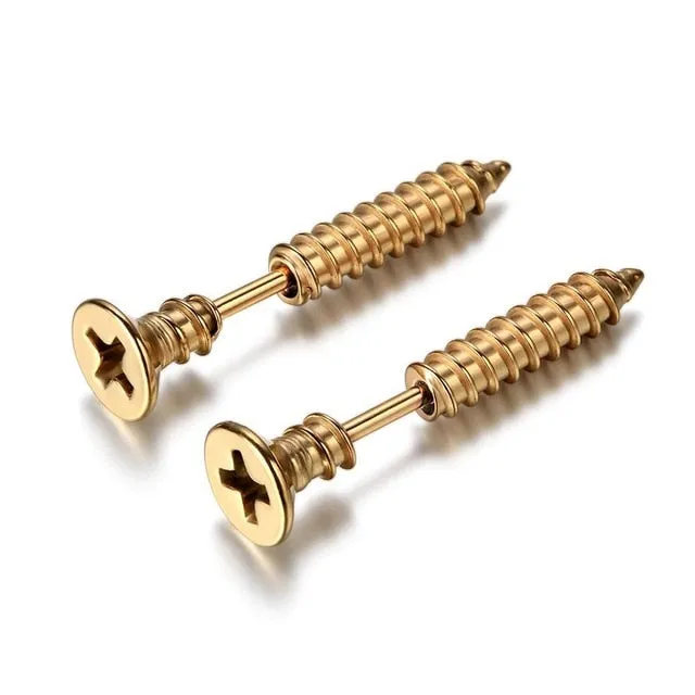 Screw Stainless Steel Fashion Punk Rock Stud Earrings