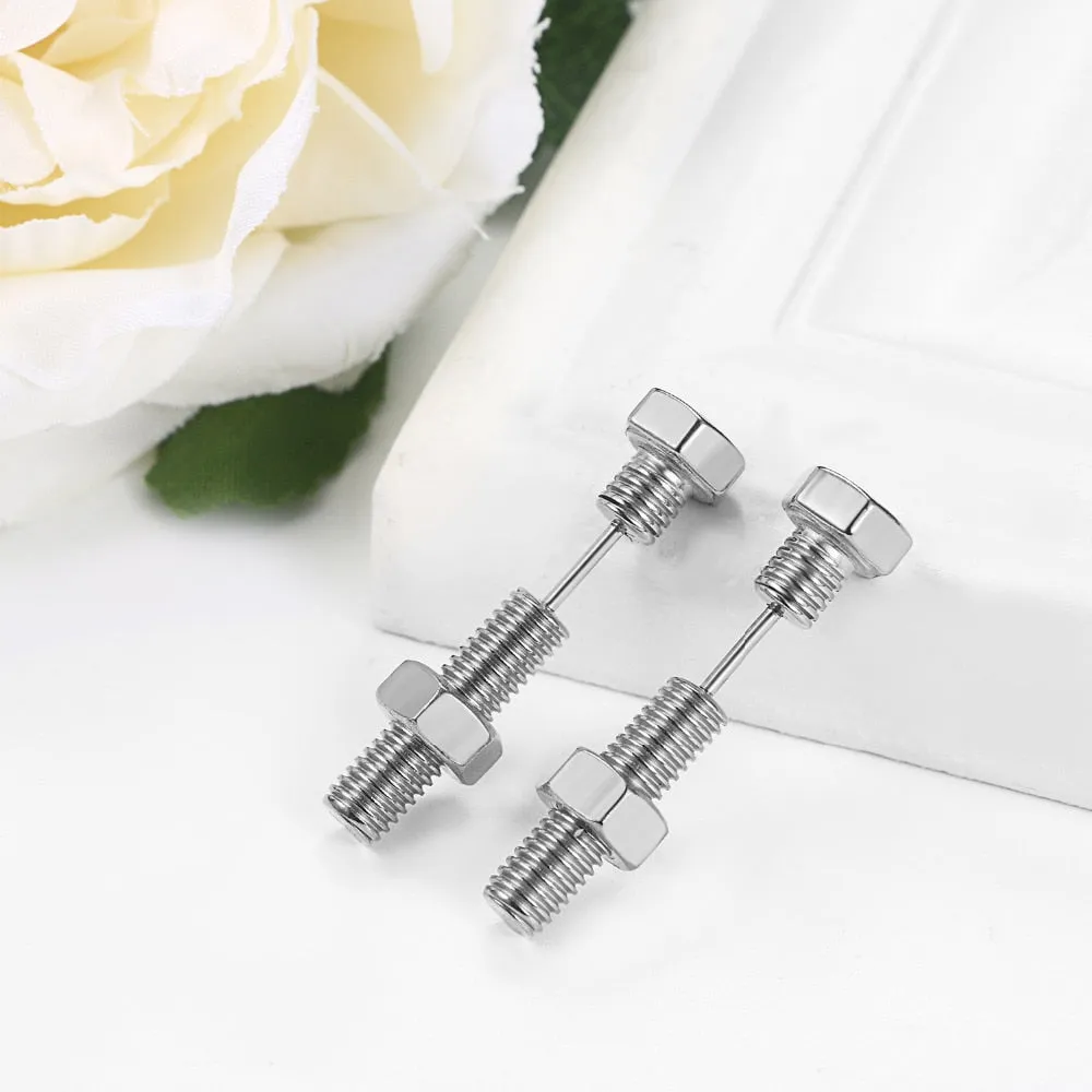 Screw Stainless Steel Fashion Punk Rock Stud Earrings