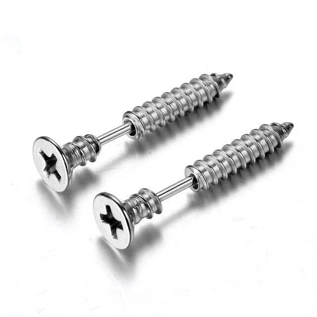 Screw Stainless Steel Fashion Punk Rock Stud Earrings