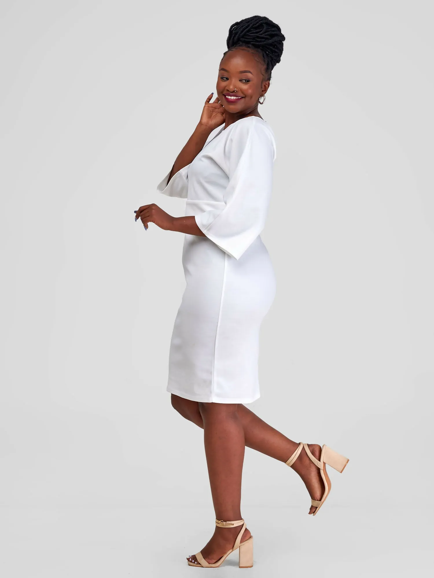 TimyT Urban Wear Asthetic Corporate Work Wear Dress - White