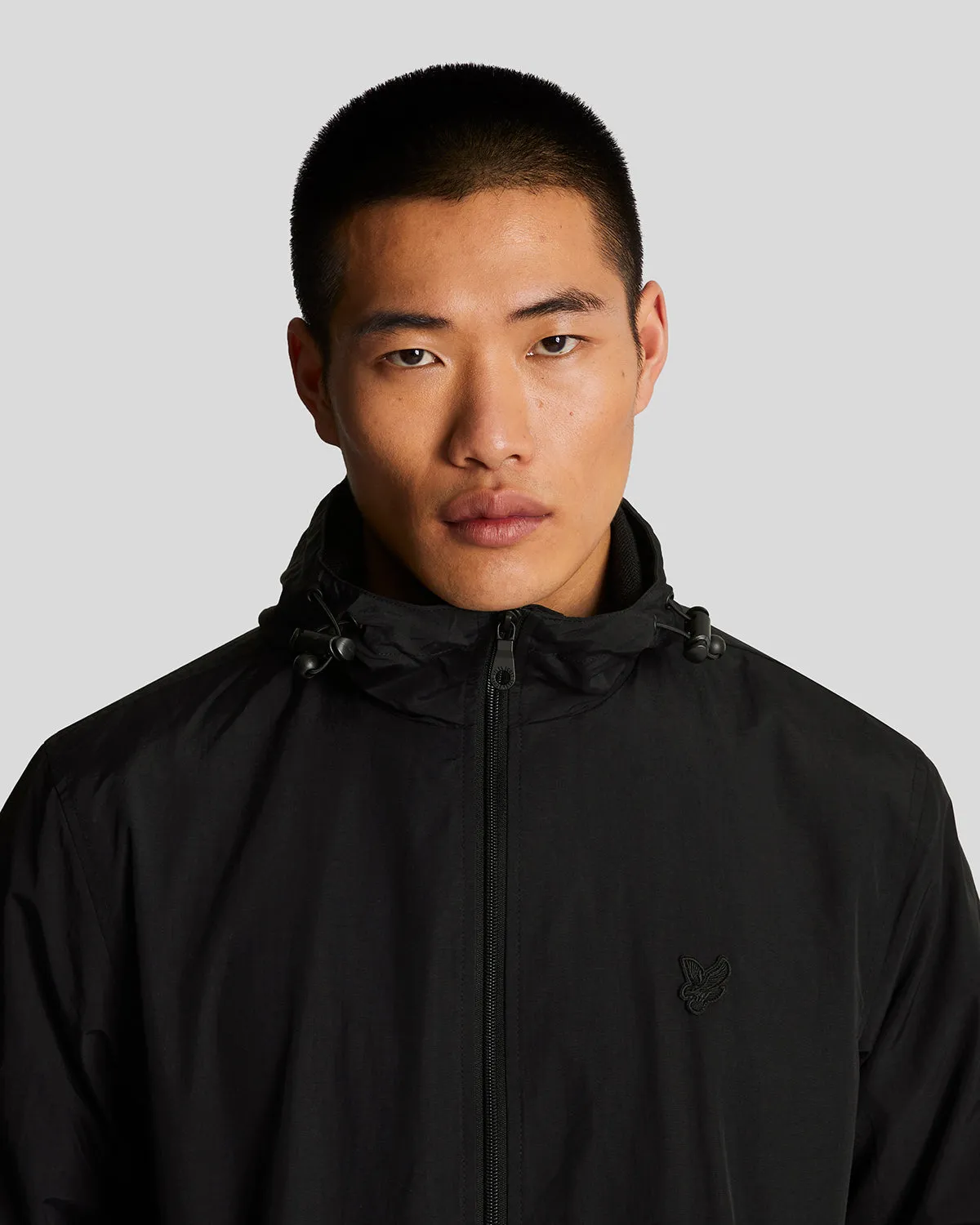 Tonal Eagle Zip Through Hooded Jacket