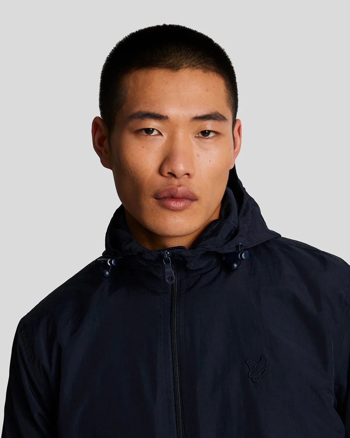 Tonal Eagle Zip Through Hooded Jacket