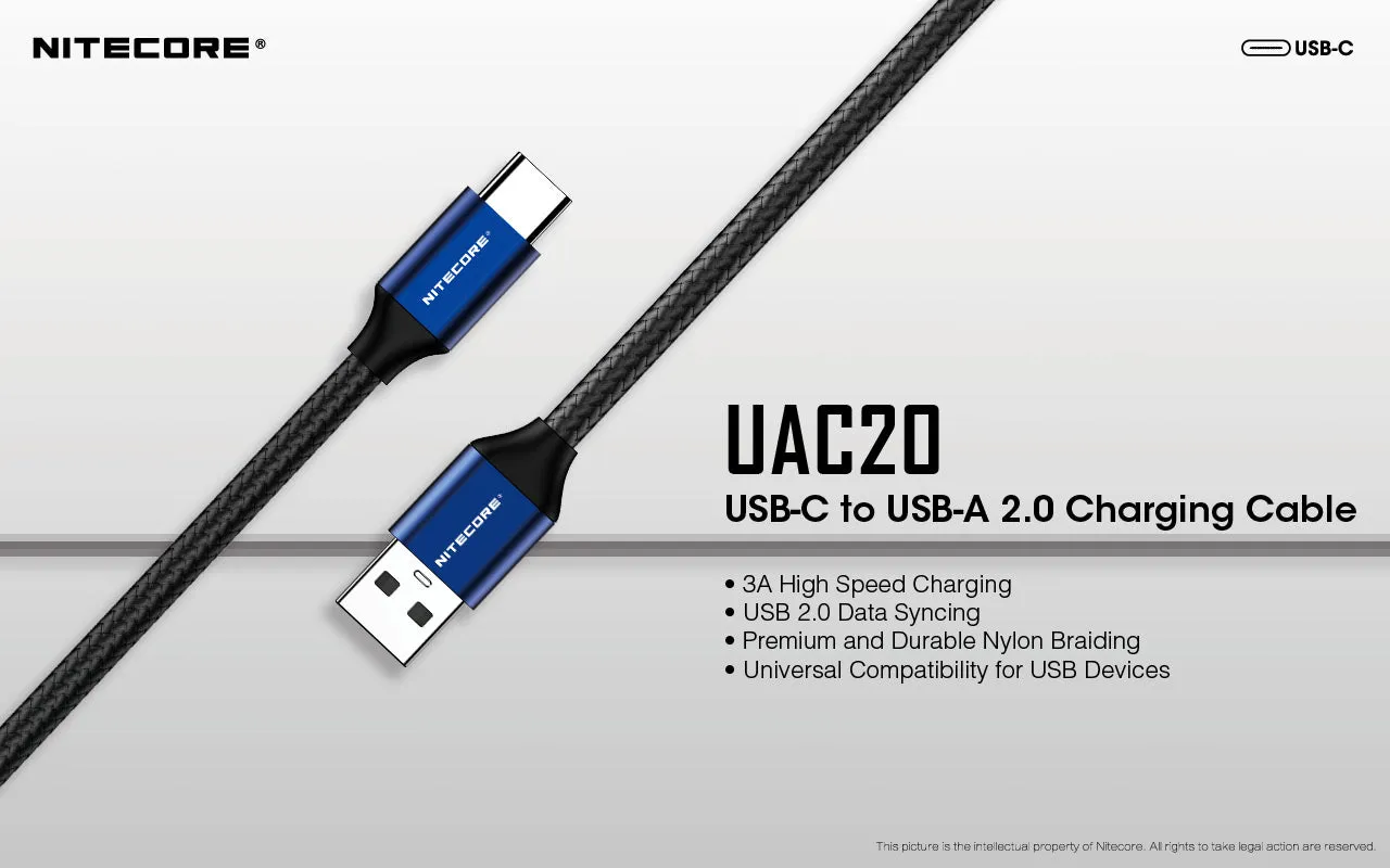 UAC20 60W USB-C to USB-A 2.0 Charging Cable