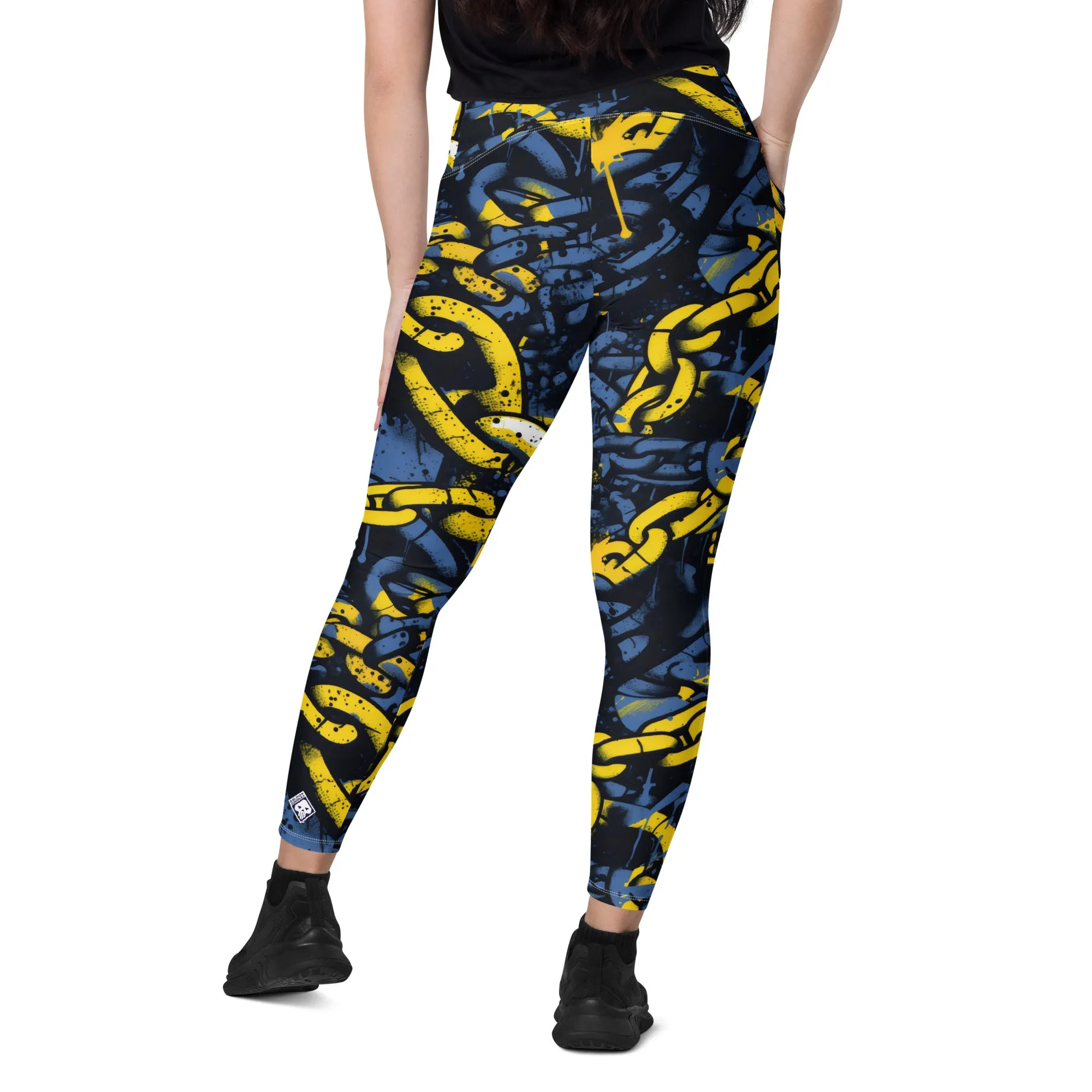 Urban Chic Strides: Women's Mile After Mile Golden Chains 002 Running Leggings