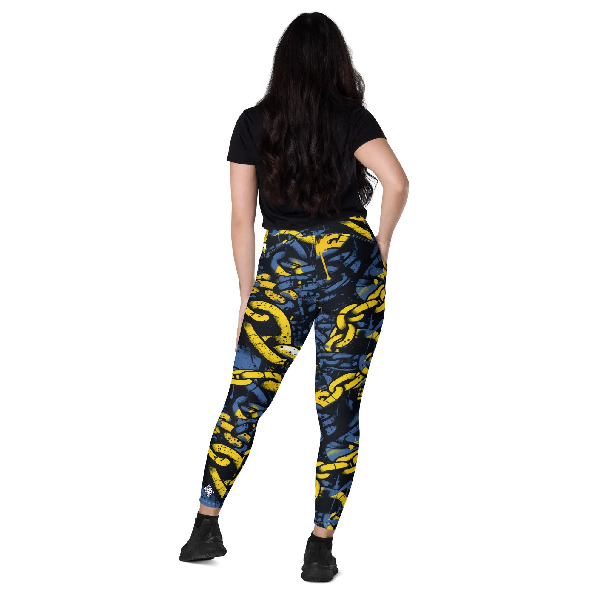 Urban Chic Strides: Women's Mile After Mile Golden Chains 002 Running Leggings