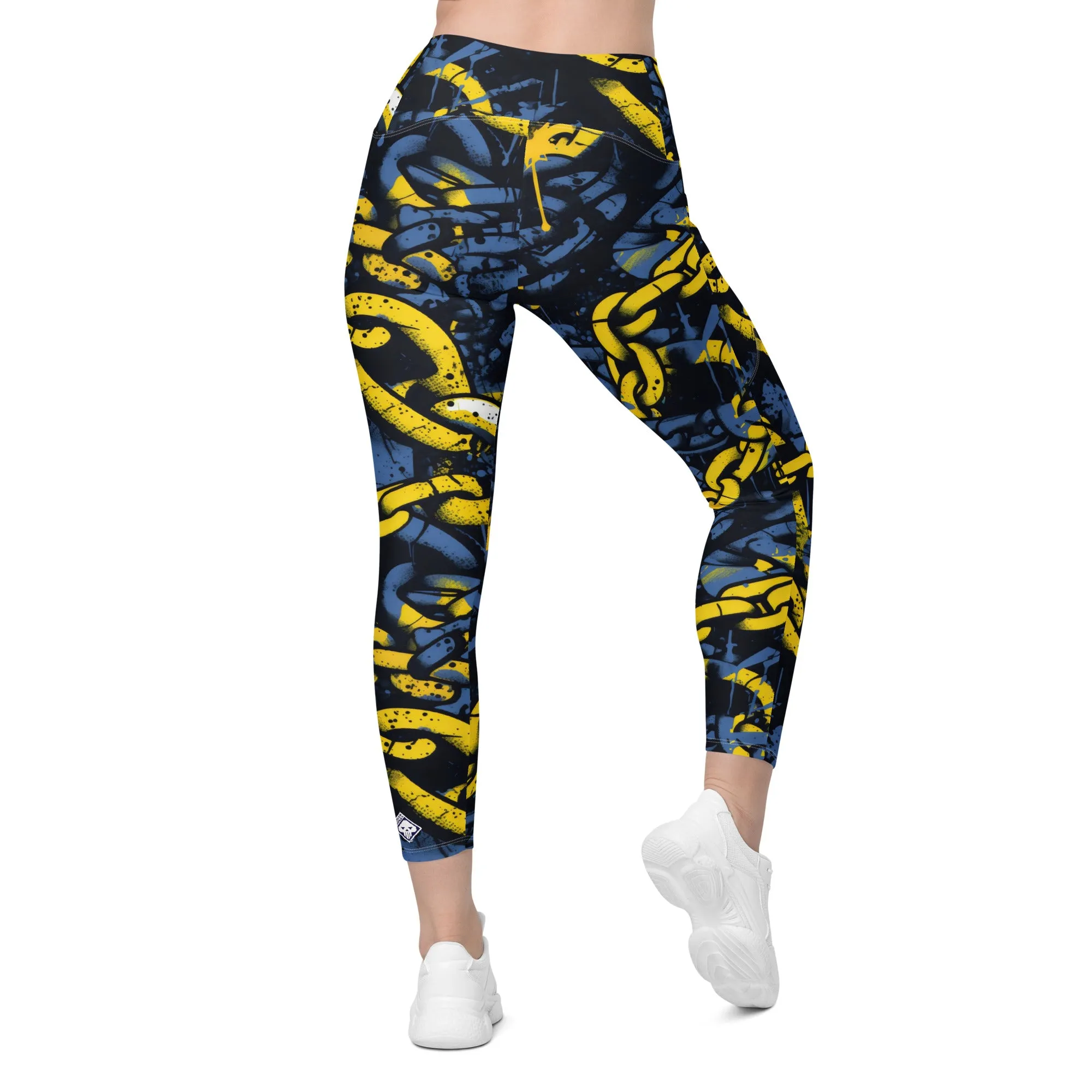 Urban Chic Strides: Women's Mile After Mile Golden Chains 002 Running Leggings