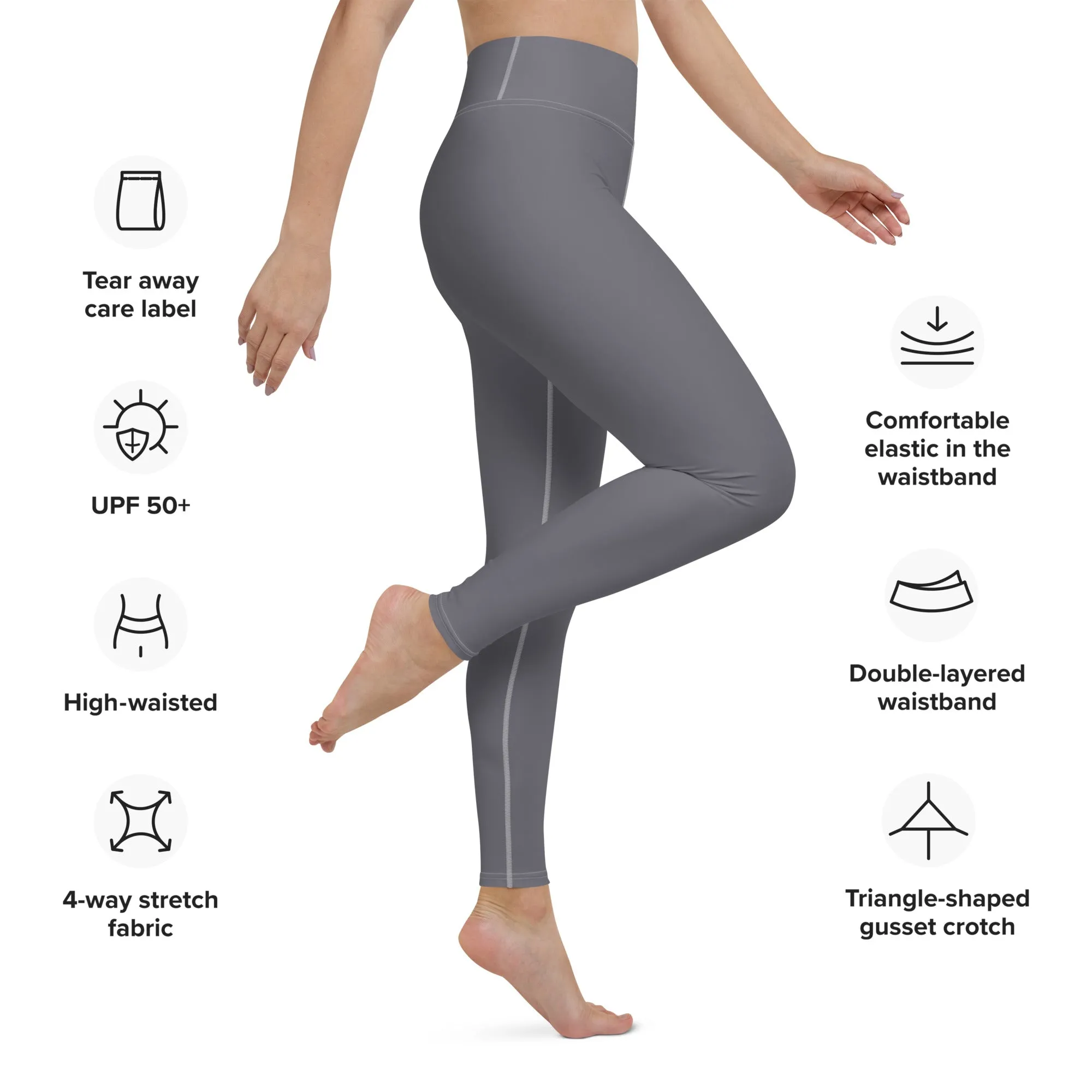 Urban Ease: Solid Color Workout Leggings for Women - Charcoal