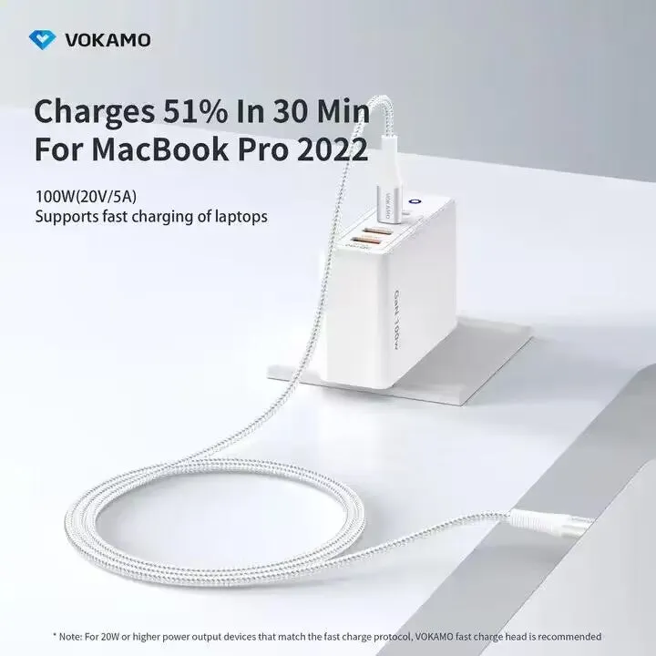 VOKAMO USB-C to USB-C Cable 100W E-Marker PD Fast Charging Type-C Cable 1.2m