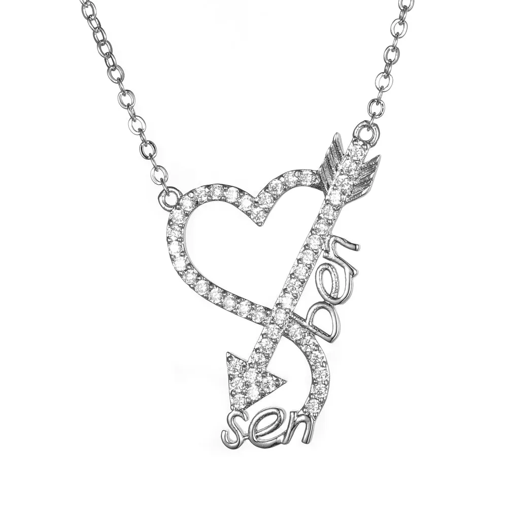 Women's Fashion CZ Arrow Pendant Necklace