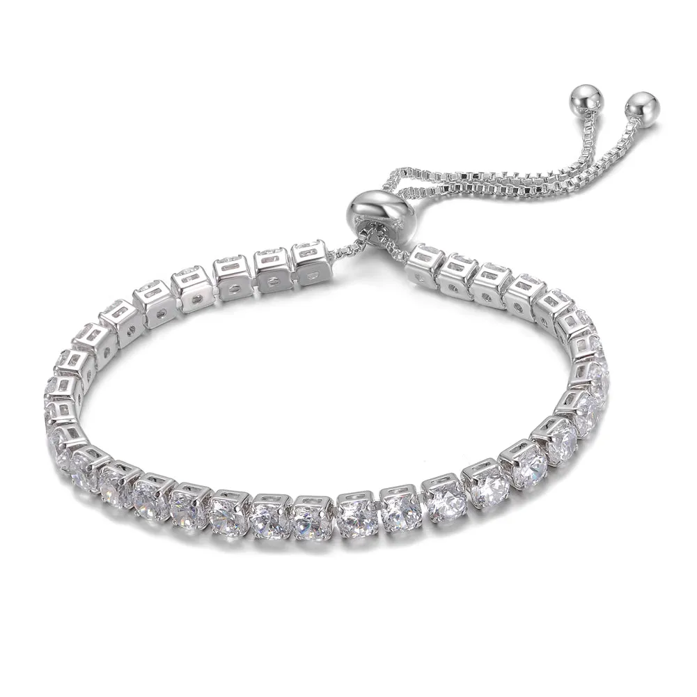 Women's Fashion CZ Cubic Zirconia Adjustable Bolo Bracelet