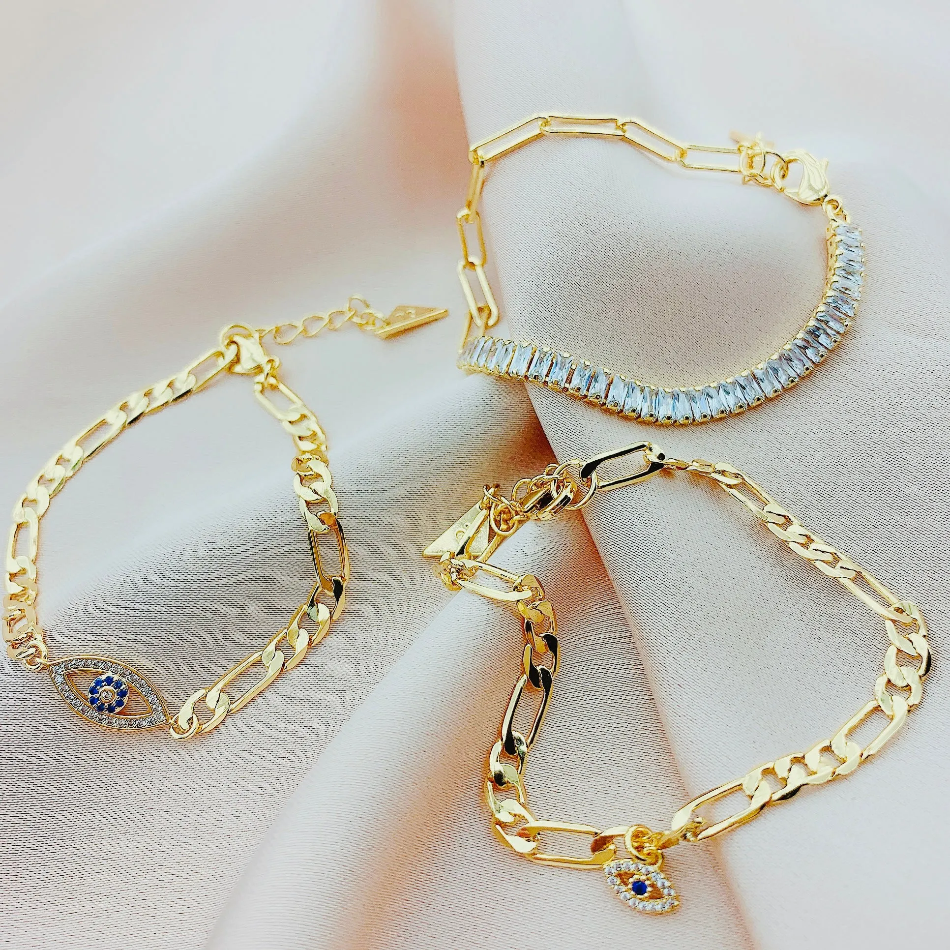 Women's Fashion CZ Evil eye Bracelet Sets