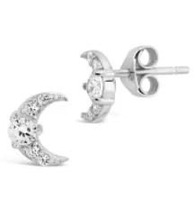 Women's Fashion Moon CZ Stud Earring