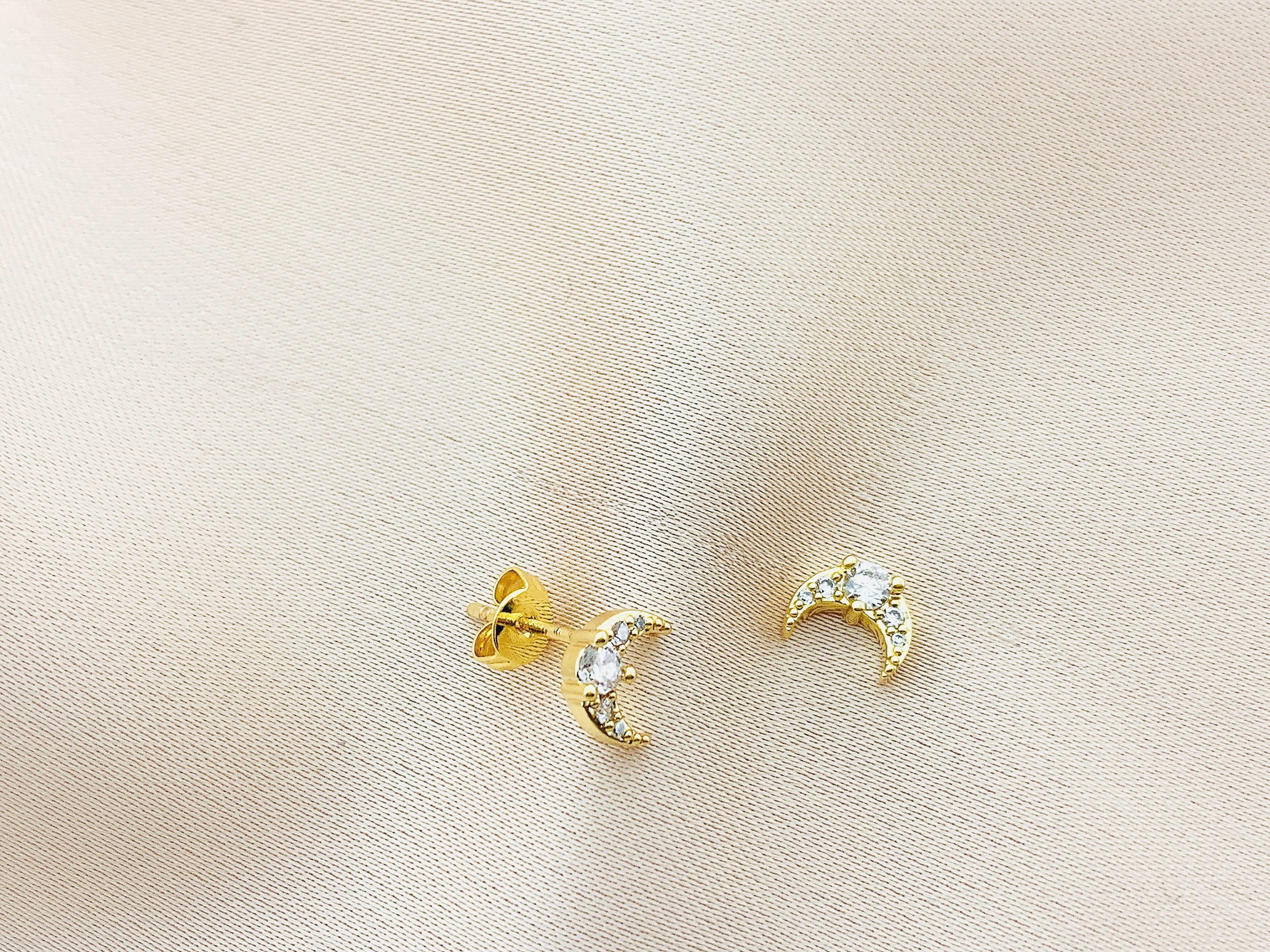 Women's Fashion Moon CZ Stud Earring